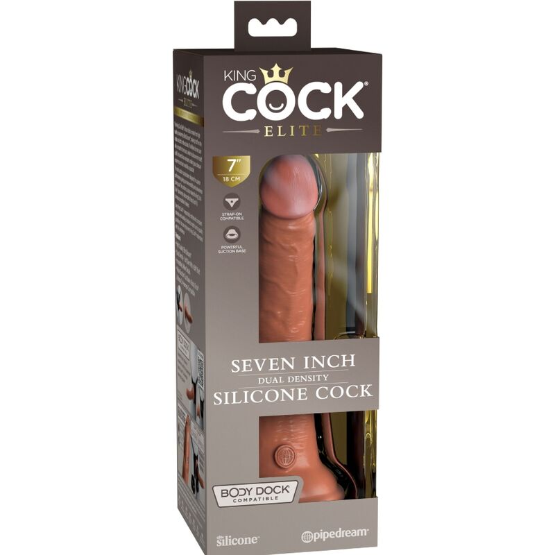 King Cock-Elite Dildo Realista in Silicone 17.8 cm Caramel-Ventosa — PIPEDREAMS · Dildo & Stimolatori (imaginea 6)