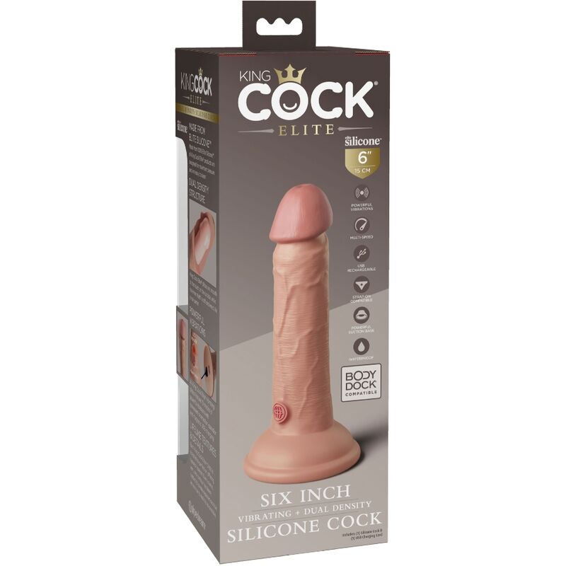 King Cock-Elite Dildo Realistico con Vibrazioni in Silicone, 15.2 cm — PIPEDREAMS · Dildo & Stimolatori (imaginea 7)