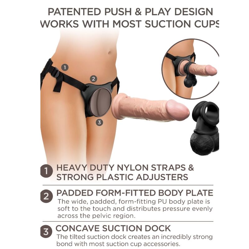 King Cock-Elite Deluxe Set Imbracatura regolabile con anello e testicoli — PIPEDREAMS · Strap-on & Imbracature (immagine 10)