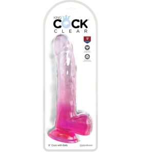 King Cock-Dildo Trasparente Rosa con testicoli 20.3 cm — PIPEDREAMS · Dildo & Stimolatori (imaginea 2)