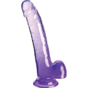 King Cock-Dildo Trasparente con testicoli 20.3 cm Viola-TPE, Ventosa