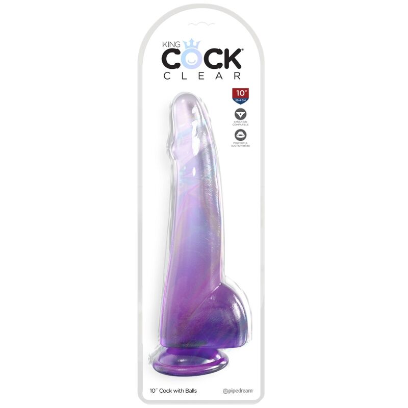 King Cock-Dildo Trasparente con testicoli 19 cm Viola-TPE, Ventosa 2 King Cock-Dildo Trasparente con testicoli 19 cm Viola-TPE, Ventosa — PIPEDREAMS · Dildo & Stimolatori (imaginea 2)