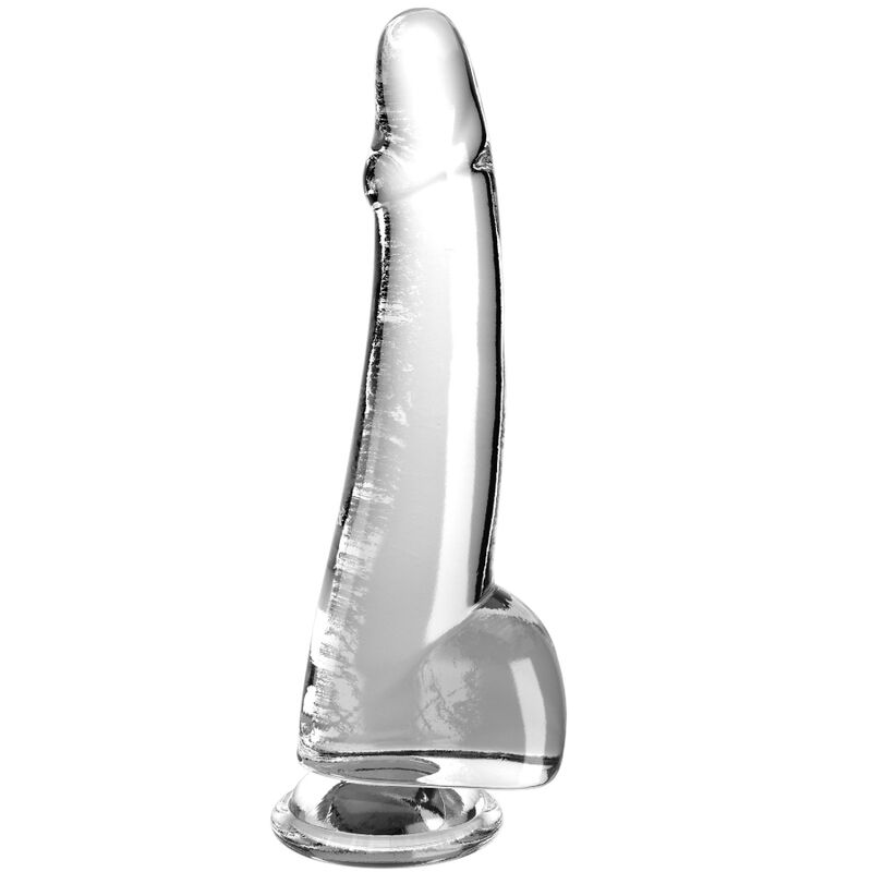 King Cock-Dildo Trasparente con testicoli 19 cm-TPE, Ventosa
