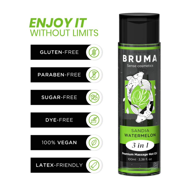 Bruma-Premium Olio da Massaggio con Effetto Calorico Verde 3 in