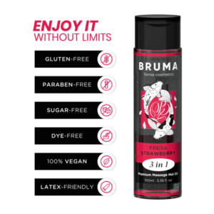 Bruma-Olio da Massaggio Premium Effetto Caldo Fragole 3 in 1 - 100 ml