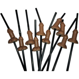 Diablo Picante-Set 10 Paglia Grande In Forma Del Pene, Naturale
