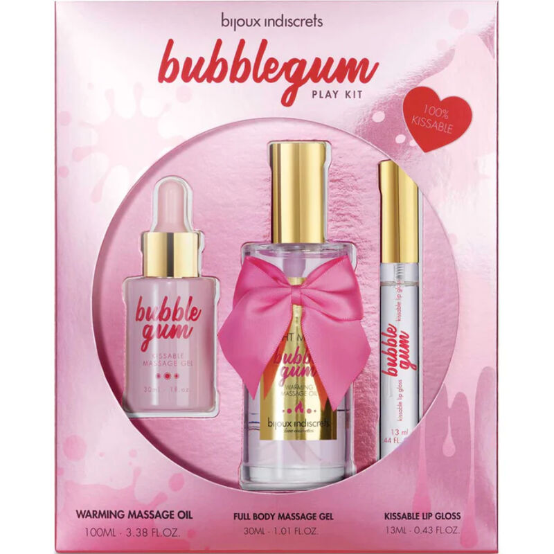 Bijoux Love Cosmetiques-Bubblegum Play Kit con olio riscaldante 1 Bijoux Love Cosmetiques-Bubblegum Play Kit con olio riscaldante — BIJOUX INDISCRETS · Dolciumi & Regali