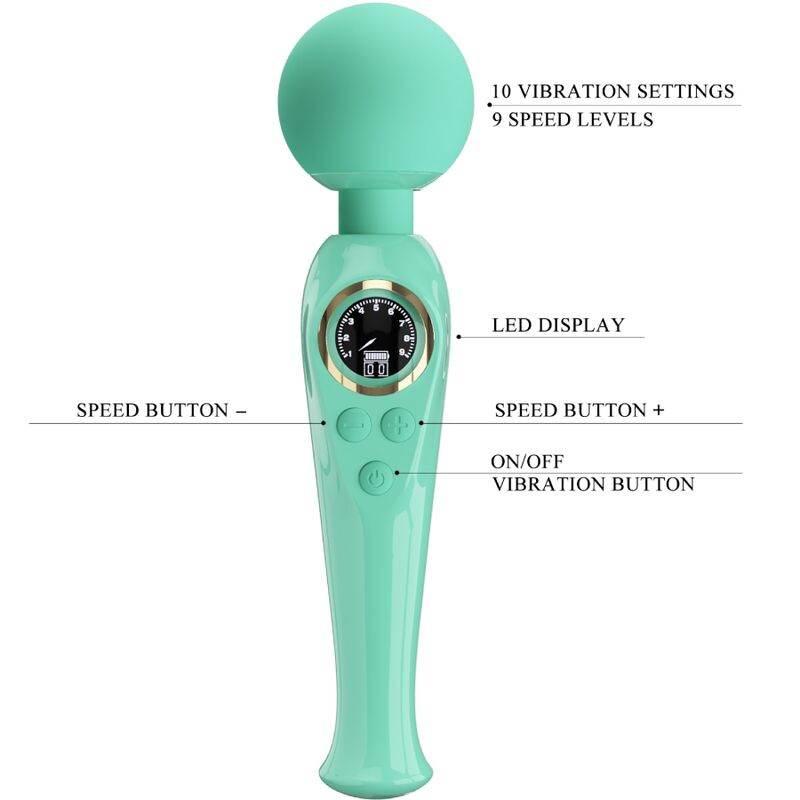 High Tech-Skyler Green Vibrator Tipo Bacchetta-Silicio, 10 velocità — PRETTY LOVE · Vibratori (imaginea 7)
