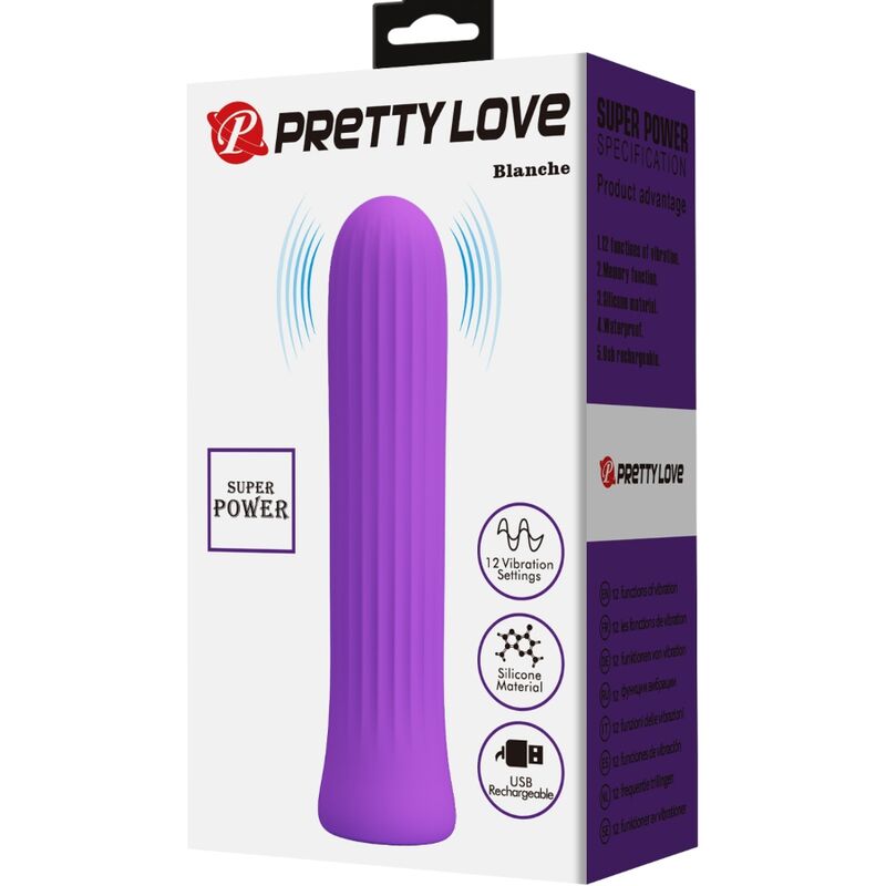 Fun Toys-Bianco Lilla Vibratore Stimolatore-Silicio, 12 velocità — PRETTY LOVE · Vibratori (imaginea 6)