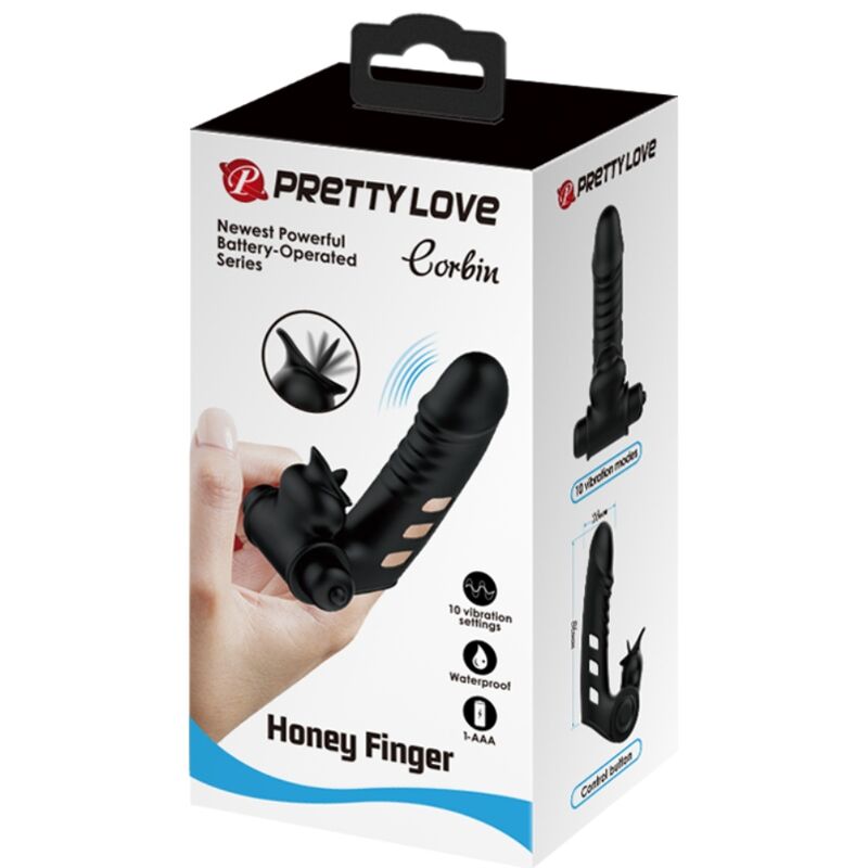 Fun Toys-Corbin Guaina Vibratore per dita Nero-TPR, 10 velocità 2 Fun Toys-Corbin Guaina Vibratore per dita Nero-TPR, 10 velocità — PRETTY LOVE · Anelli & Guaine per pene (imaginea 2)