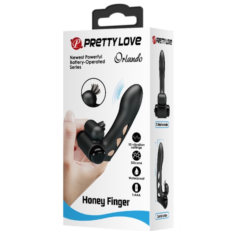 Pretty Love-Orlando Guaina Vibratore Dito Silicone, 10 modalità · Anelli & Guaine per pene (immagine 2)