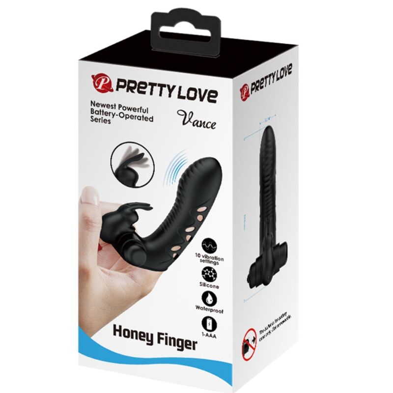 Fun Toys-Vance Black Guaina Vibratore Coniglietto per Dito-Silicone — PRETTY LOVE · Anelli & Guaine per pene (immagine 2)