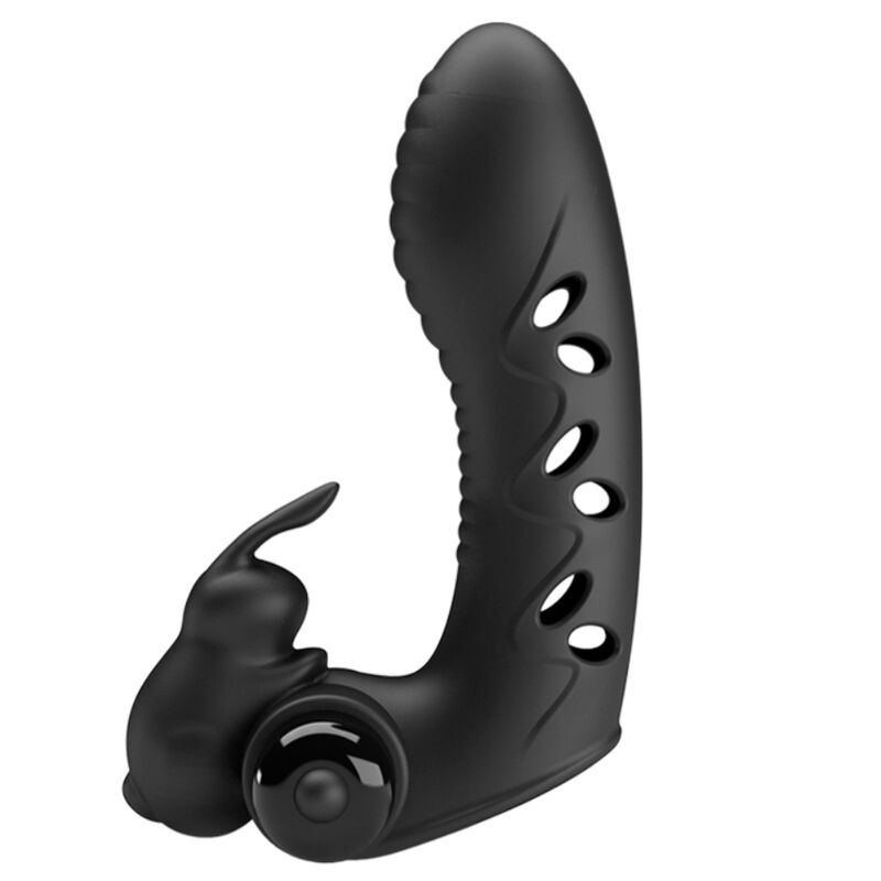 Fun Toys-Vance Black Guaina Vibratore Coniglietto per Dito-Silicone