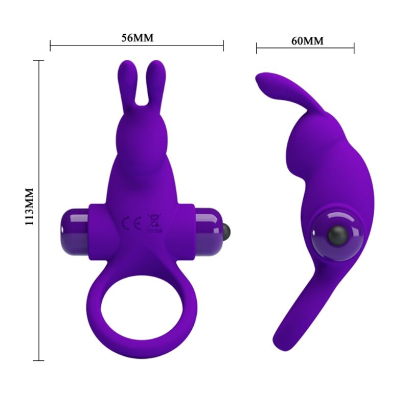 For Him-Anello Vibratore i Rabbit per Pene, Viola Chiuso-Silicone — PRETTY LOVE · Anelli & Guaine per pene (immagine 6)