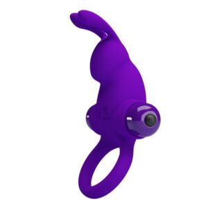 For Him-Anello Vibratore i Rabbit per Pene, Viola Chiuso-Silicone — PRETTY LOVE · Anelli & Guaine per pene (immagine 4)