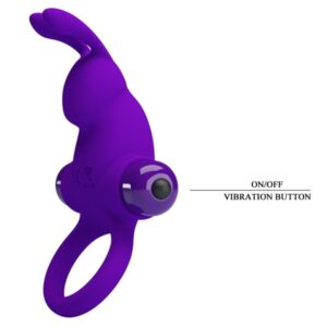 For Him-Anello Vibratore i Rabbit per Pene, Viola Chiuso-Silicone — PRETTY LOVE · Anelli & Guaine per pene (immagine 3)