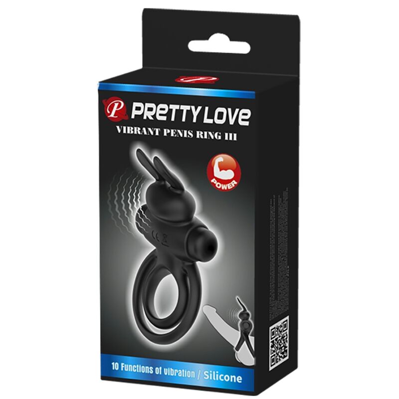 For Him-Vibratore Iii Rabbit Ring per Pene Nero-Silicone, 10 — PRETTY LOVE · Anelli & Guaine per pene (immagine 9)