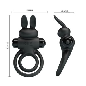 For Him-Vibratore Iii Rabbit Ring per Pene Nero-Silicone, 10 — PRETTY LOVE · Anelli & Guaine per pene (immagine 8)
