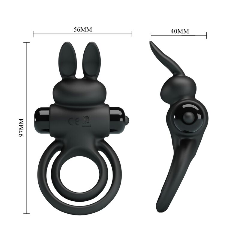 For Him-Vibratore Iii Rabbit Ring per Pene Nero-Silicone, 10 — PRETTY LOVE · Anelli & Guaine per pene (immagine 8)