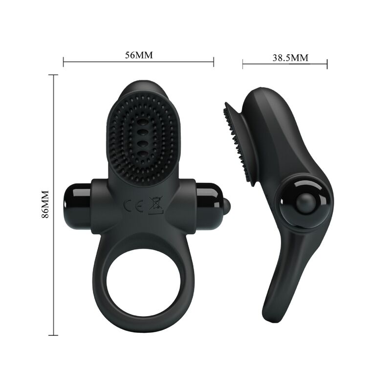 For Him-Vibratore Ring Ii per Pene Nero-Silicone, 10 velocità — PRETTY LOVE · Anelli & Guaine per pene (imaginea 6)