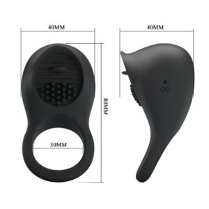 For Him-Anello Vibratore per Pene con Lingua Nera-Silicone, 12 — PRETTY LOVE · Anelli & Guaine per pene (imaginea 6)