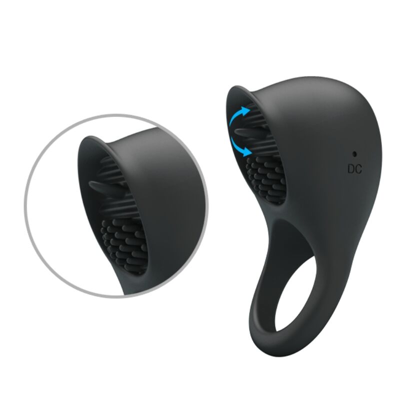 For Him-Anello Vibratore per Pene con Lingua Nera-Silicone, 12 — PRETTY LOVE · Anelli & Guaine per pene (imaginea 4)