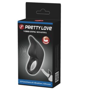For Him-Susanna Anello Vibratore per Pene, Nero-Silicone, 10 — PRETTY LOVE · Anelli & Guaine per pene (imaginea 9)