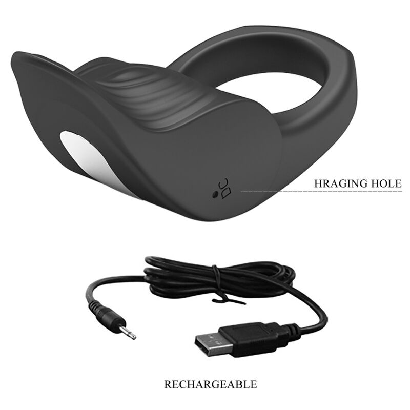 For Him-Susanna Anello Vibratore per Pene, Nero-Silicone, 10 — PRETTY LOVE · Anelli & Guaine per pene (imaginea 7)