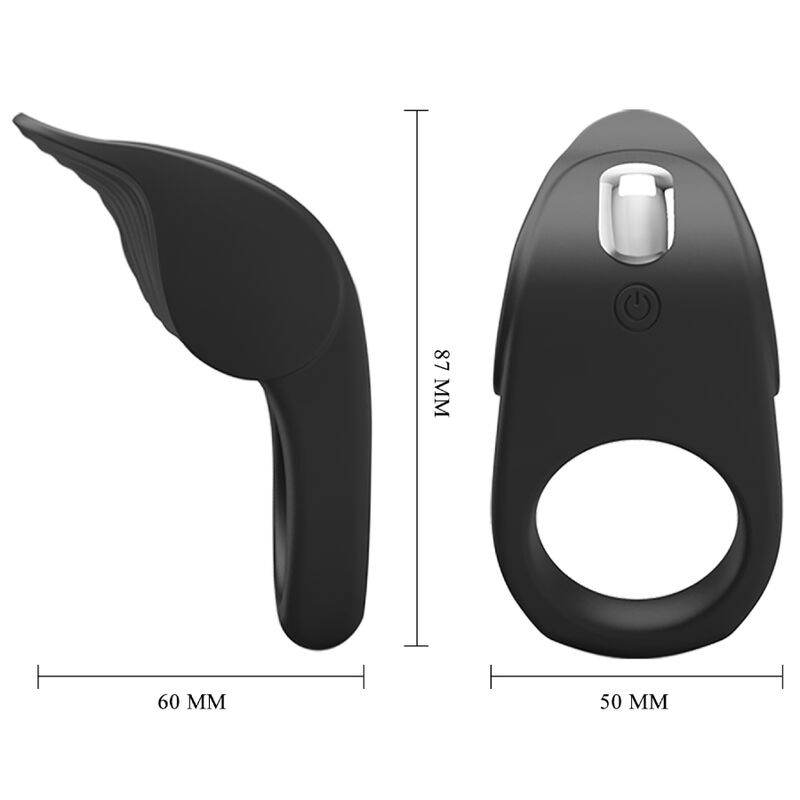For Him-Susanna Anello Vibratore per Pene, Nero-Silicone, 10 — PRETTY LOVE · Anelli & Guaine per pene (imaginea 6)