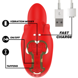 Mia-Selena Stimolatore Vibratorio a Battitura, Rosso-Silicone, 7 velocità · Vibratori (immagine 5)