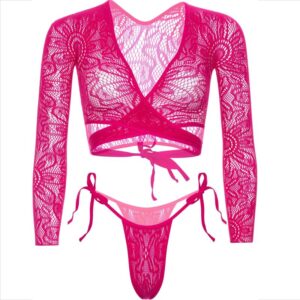 Leg Avenue Sets-Top Crop Pizzo con Tanga · Lingerie sexy donna (imaginea 6)