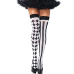 Leg Avenue Hosiery-Calzini Sulle Ginocchia Arlecchino Bianco-nero · Articoli divertenti