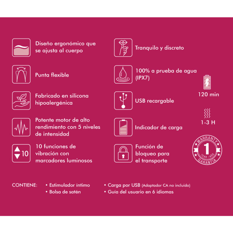 Shunga Toys-Schermo con 6 Massaggio Intimo Fucsia-Metal, USB 2 Shunga Toys-Schermo con 6 Massaggio Intimo Fucsia-Metal, USB · Vibratori (imaginea 2)