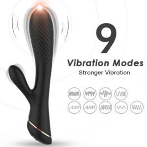 Armony Vibrators-Vibratore Rabbit in Silicone, Nero-10 velocità