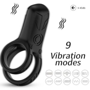 Armony For Him-Anello Vibratore Doppio Nero-Silicone, 10 velocità