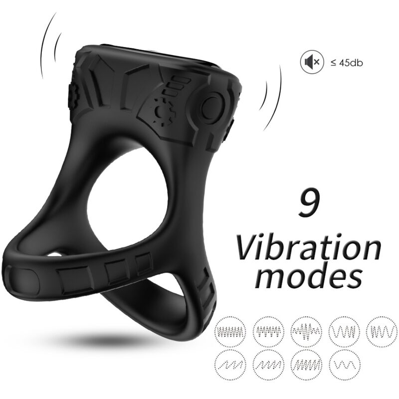 Armony For Him-Anello vibratore multiposizione Nero-Silicone, 10