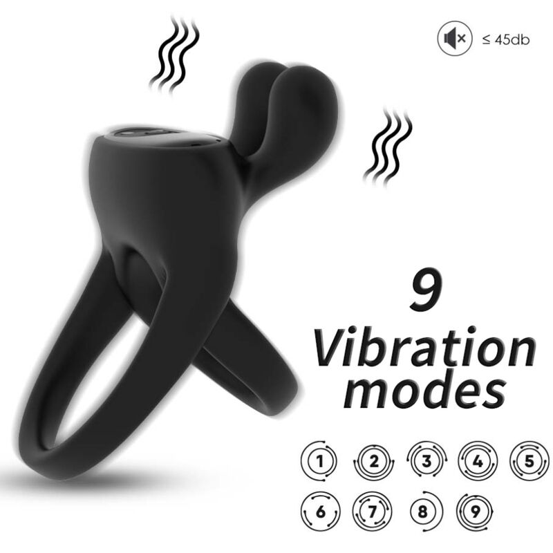 Armony For Him-Anello vibratore coniglio Nero-Silicone, 10 velocità 1 Armony For Him-Anello vibratore coniglio Nero-Silicone, 10 velocità · Anelli & Guaine per pene