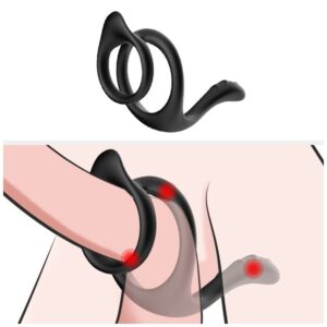 Armony For Him-Anello anale a doppia coda, Nero-Silicone · Anelli & Guaine per pene (immagine 3)