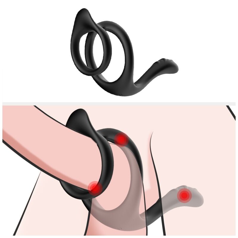 Armony For Him-Anello anale a doppia coda, Nero-Silicone · Anelli & Guaine per pene (immagine 3)