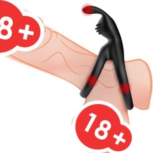 Armony For Him-Tensy Double Rabbit Ring Nero-Silicone · Anelli & Guaine per pene (immagine 4)