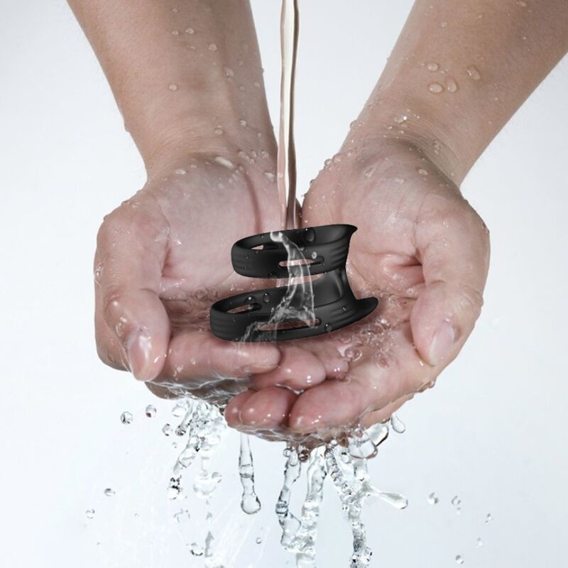 Armony For Him-Dualring Double Elastic Ring Nero-Silicone · Anelli & Guaine per pene (immagine 2)