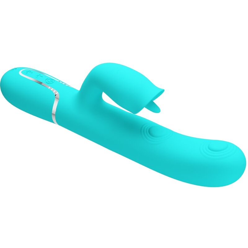 High Tech-Vibratore coniglio con legatura Aqua Green-Silicone, 7 velocità