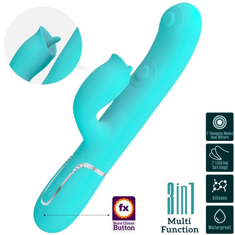 High Tech-Vibratore coniglio con legatura Aqua Green-Silicone, 7 velocità — PRETTY LOVE · Vibratori (immagine 2)