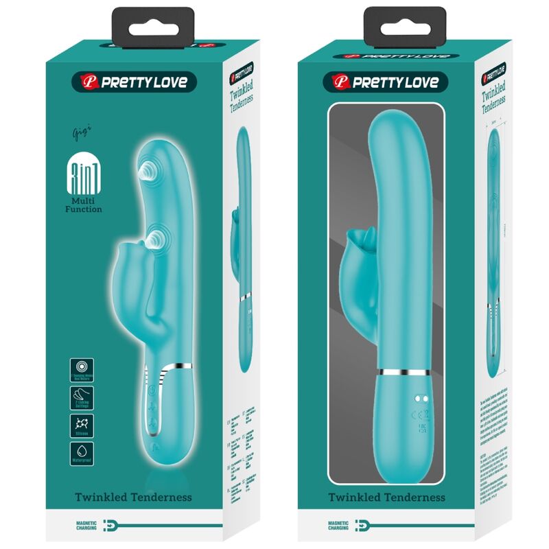 High Tech-Vibratore coniglio con legatura Aqua Green-Silicone, 7 velocità — PRETTY LOVE · Vibratori (immagine 4)