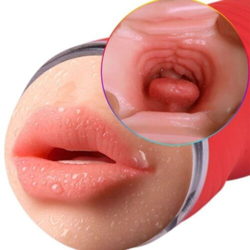 Armony-Masturbatore Doppia Vagina e Bocca, Rosso-TPE