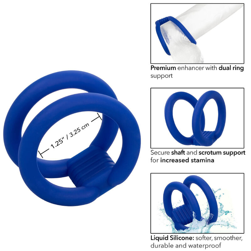 Calexotics-Anello doppio per il pene, Blu-Silicone · Anelli & Guaine per pene (immagine 4)