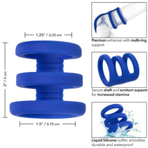 Calexotics-Anello Triplo per Pene Blu-Silicone · Anelli & Guaine per pene (immagine 6)