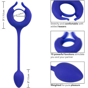 Calexotics-Anello vibrante con peso Blu-Silicone, 10 · Anelli & Guaine per pene (imaginea 2)