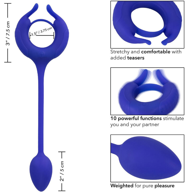 Calexotics-Anello vibrante con peso Blu-Silicone, 10 · Anelli & Guaine per pene (immagine 2)
