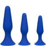 Calexotics-Kit 3 Plug anale Blu-Silicone, Ventosa · Giocattoli anali